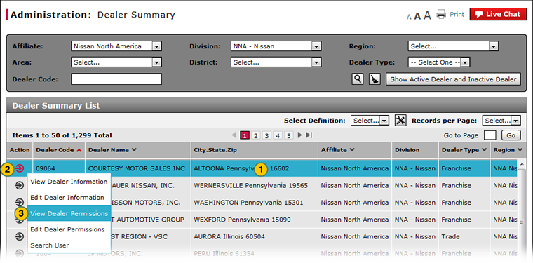 Dealer Summary page - view dealer permission